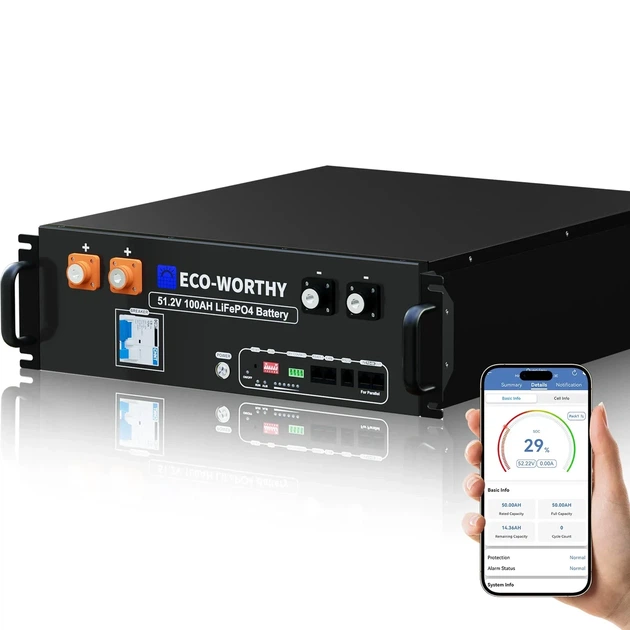 Комплект резервного питания 5кВт: гибридный инвертор Anenji ANJ-6200W 48 V Wi-Fi 6.2кВт + аккумулятор для LiFePO4 Eco-Worthy 51.2V v.1 100Ah 5120Wh, BMS >6000 циклов + + Солнечные панели двусторонние: 8×Leapton 620W N-Type TOPCon - Фото 3 Комплект резервного питания 5кВт: гибридный инвертор Anenji ANJ-6200W 48 V Wi-Fi 6.2кВт + аккумулятор для LiFePO4 Eco-Worthy 51.2V v.1 100Ah 5120Wh, BMS >6000 циклов + + Солнечные панели двусторонние: 8×Leapton 620W N-Type TOPCon - изображение 3