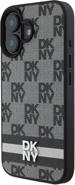 Панель DKNY Checkered Pattern & Printed Stripes для Apple iPhone 16 Black (3666339334109) - зображення 2
