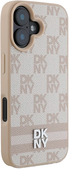 Панель DKNY Checkered Pattern & Printed Stripes для Apple iPhone 16 Pink (3666339334222) - зображення 4