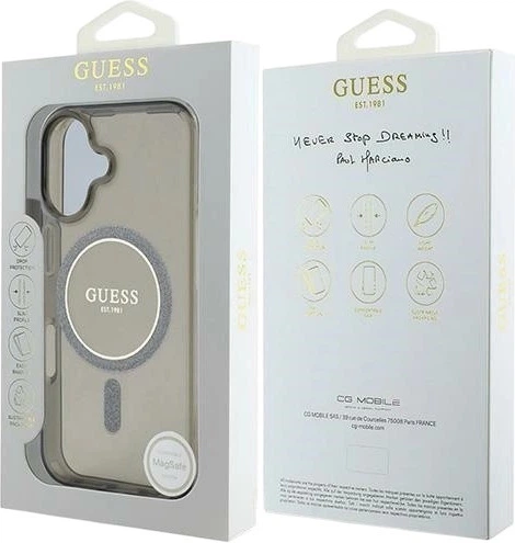 Etui Guess IML Glitter Circle MagSafe do Apple iPhone 16 Plus Black (GUHMP16MHFGEREK) - obraz 7