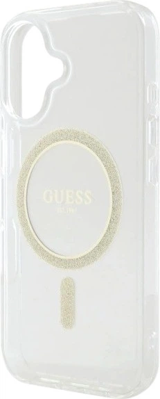 Etui Guess IML Glitter Circle MagSafe do Apple iPhone 16 Plus Transparent (GUHMP16MHFGERET) - obraz 6