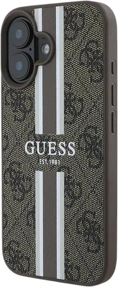 Etui Guess 4G Printed Stripes MagSafe do Apple iPhone 16 Plus Brown (GUHMP16MP4RPSW) - obraz 3