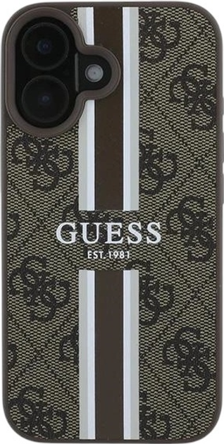 Etui Guess 4G Printed Stripes MagSafe do Apple iPhone 16 Plus Brown (GUHMP16MP4RPSW) - obraz 2