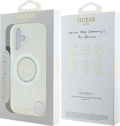 Etui Guess IML Rhinestones MagSafe do Apple iPhone 16 Plus White (GUHMP16MPFTDTEH) - obraz 8
