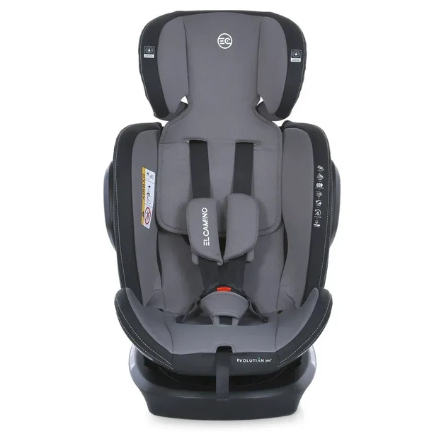 Автокрісло El Camino ME 1045 EVOLUTION 2 360⁰ Simply Gray (група 0+/1-2-3, isofix, поворот 360⁰, сірий) - зображення 4