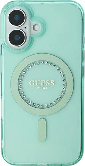 Etui Guess IML Rhinestones MagSafe do Apple iPhone 16 Plus Green (GUHMP16MPFTDTEN) - obraz 2