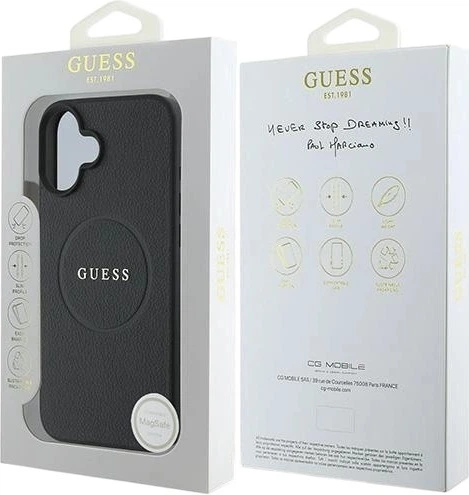 Etui Guess Grained Ring MagSafe do Apple iPhone 16 Plus Black (GUHMP16MPGHSMMK) - obraz 8