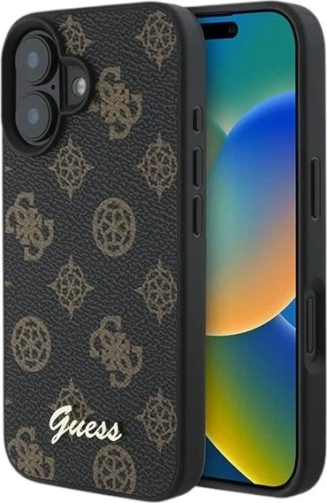Etui Guess Peony Script MagSafe do Apple iPhone 16 Plus Black (GUHMP16MPGPYSK) - obraz 1