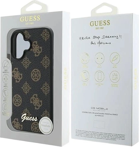 Etui Guess Peony Script MagSafe do Apple iPhone 16 Plus Black (GUHMP16MPGPYSK) - obraz 8
