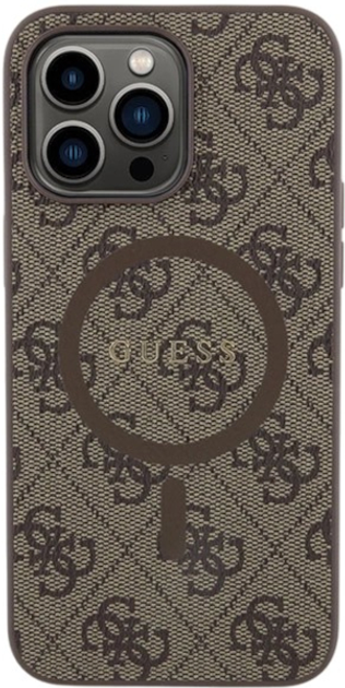 Панель Guess 4G Collection Leather Metal Logo MagSafe для Apple iPhone 13/13 Pro Brown (3666339226404) - зображення 2