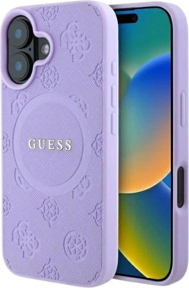 Etui Guess Saffiano Peony Classic Logo MagSafe do Apple iPhone 16 Plus Purple (GUHMP16MPSAPSMEU) - obraz 1
