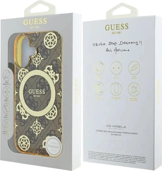 Etui Guess IML Peony On 4G Background MagSafe do Apple iPhone 16 Brown (GUHMP16SH4PYEEW) - obraz 8