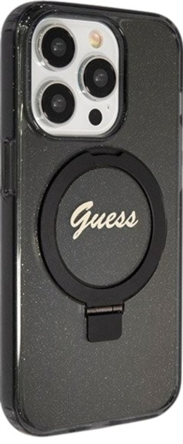 Панель Guess Ring Stand Script Glitter MagSafe для Apple iPhone 13/13 Pro Black (3666339156268) - зображення 4