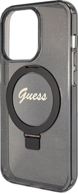 Панель Guess Ring Stand Script Glitter MagSafe для Apple iPhone 13/13 Pro Black (3666339156268) - зображення 6