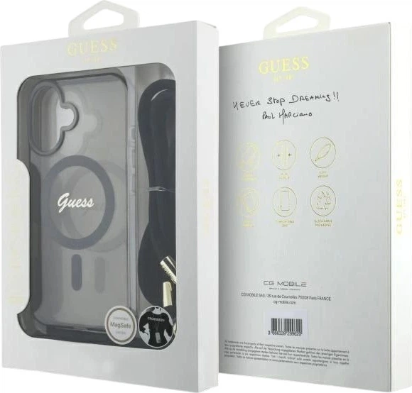 Etui Guess Crossbody Cord Script MagSafe do Apple iPhone 16 Black (GUHMP16SHCTSGNSK) - obraz 7