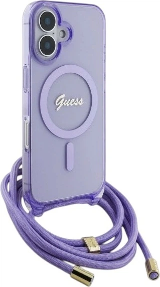 Etui Guess Crossbody Cord Script MagSafe do Apple iPhone 16 Purple (GUHMP16SHCTSGNSU) - obraz 3