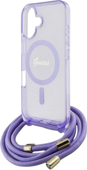 Etui Guess Crossbody Cord Script MagSafe do Apple iPhone 16 Purple (GUHMP16SHCTSGNSU) - obraz 5