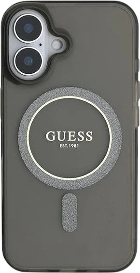 Etui Guess IML Glitter Circle MagSafe do Apple iPhone 16 Black (GUHMP16SHFGEREK) - obraz 2