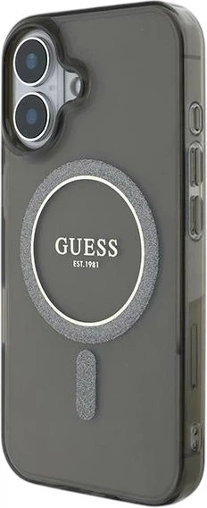 Etui Guess IML Glitter Circle MagSafe do Apple iPhone 16 Black (GUHMP16SHFGEREK) - obraz 3