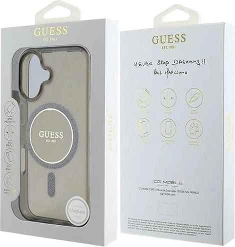 Etui Guess IML Glitter Circle MagSafe do Apple iPhone 16 Black (GUHMP16SHFGEREK) - obraz 7