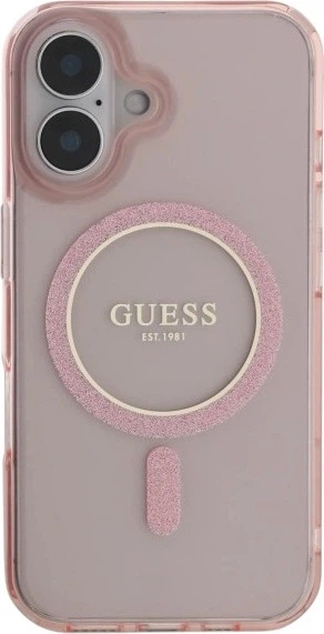 Etui Guess IML Glitter Circle MagSafe do Apple iPhone 16 Pink (GUHMP16SHFGEREP) - obraz 2