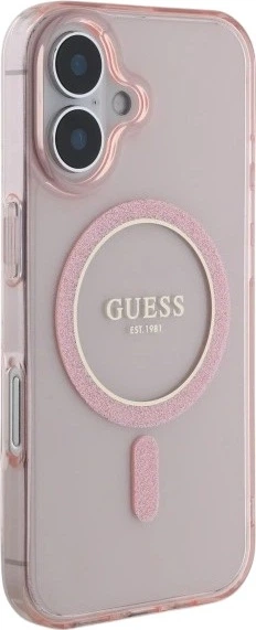Etui Guess IML Glitter Circle MagSafe do Apple iPhone 16 Pink (GUHMP16SHFGEREP) - obraz 4