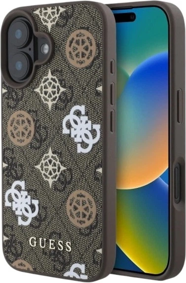 Панель Guess Peony On 4G Background MagSafe для Apple iPhone 16 Brown (GUHMP16SP4PWPW) - зображення 1