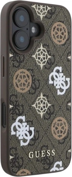 Панель Guess Peony On 4G Background MagSafe для Apple iPhone 16 Brown (GUHMP16SP4PWPW) - зображення 4