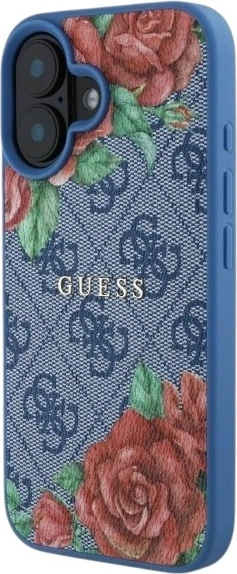 Панель Guess 4G Flowers Print MagSafe для Apple iPhone 16 Blue (GUHMP16SP4ROPEMCB) - зображення 3