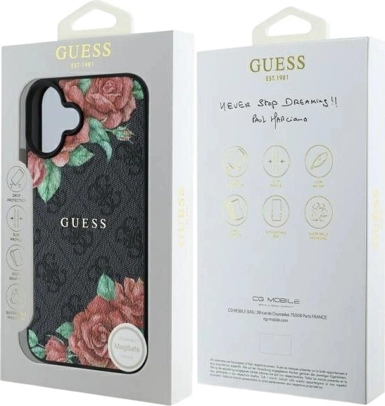 Etui Guess 4G Flowers Print MagSafe do Apple iPhone 16 Black (GUHMP16SP4ROPEMCK) - obraz 8