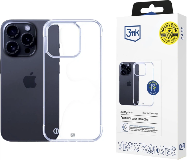 Etui plecki 3MK Just20g Clear Case do Apple iPhone 15 Pro Clear (5903108609470) - obraz 2