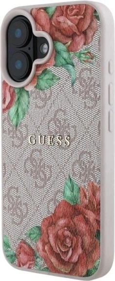Etui Guess 4G Flowers Print MagSafe do Apple iPhone 16 Pink (GUHMP16SP4ROPEMCP) - obraz 3