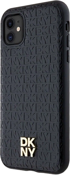 Панель DKNY Leather Monogram Pattern Metal Logo MagSafe для Apple iPhone 11 / Xr Black (3666339261412) - зображення 2