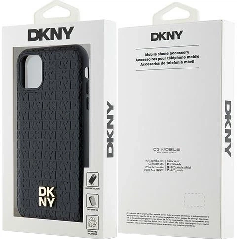 Панель DKNY Leather Monogram Pattern Metal Logo MagSafe для Apple iPhone 11 / Xr Black (3666339261412) - зображення 8