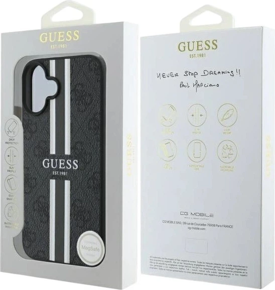 Etui Guess 4G Printed Stripes MagSafe do Apple iPhone 16 Black (GUHMP16SP4RPSK) - obraz 8