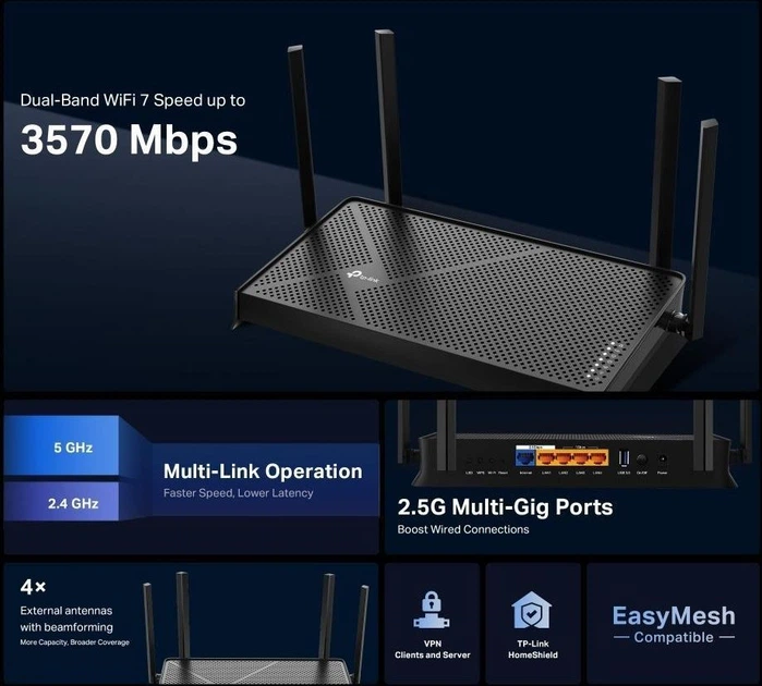 Бездротовий маршрутизатор (роутер) TP-Link Archer BE3600 - Фото 8 Бездротовий маршрутизатор (роутер) TP-Link Archer BE3600 - зображення 8