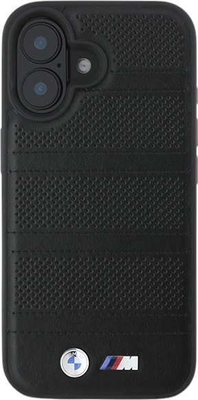 Etui plecki BMW M Perforated And Stitched Line MagSafe do Apple iPhone 16 Black (BMHMP16S23PUSPK) - obraz 3