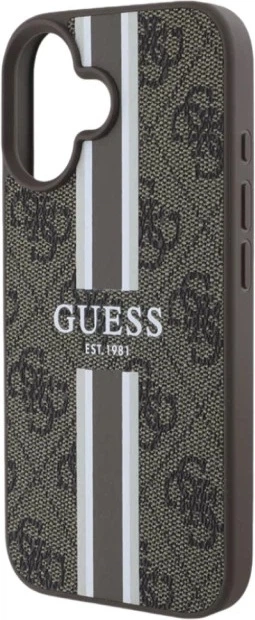 Etui Guess 4G Printed Stripes MagSafe do Apple iPhone 16 Brown (GUHMP16SP4RPSW) - obraz 6
