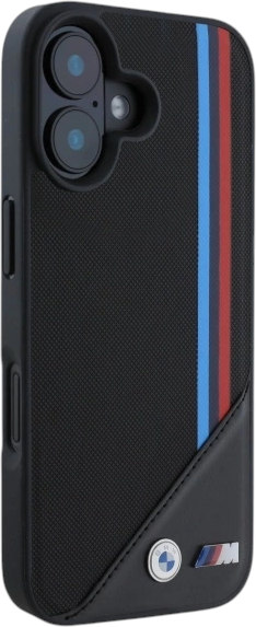 Etui plecki BMW M Meshed Tricolor Stripes MagSafe do Apple iPhone 16 Black (BMHMP16S23PUTRK) - obraz 4