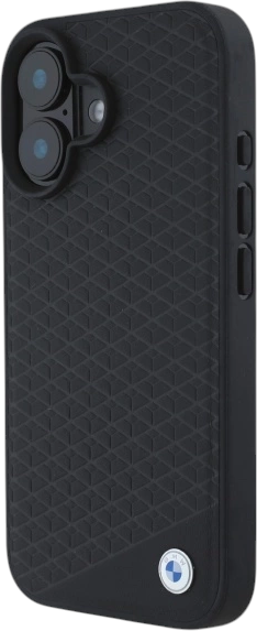 Etui plecki BMW Sign Leather Diamond Metal Logo MagSafe do Apple iPhone 16 Black (BMHMP16S23RDDK) - obraz 2
