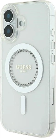 Etui Guess IML Rhinestones MagSafe do Apple iPhone 16 White (GUHMP16SPFTDTEH) - obraz 3