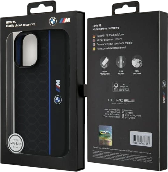 Etui plecki BMW Silicone Hexagon Blue Line MagSafe do Apple iPhone 16 Black (BMHMP16S23SHEB) - obraz 8