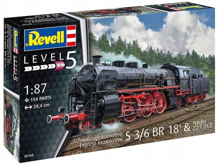 Model do sklejania Revell Ekspresowa lokomotywa S3/6 BR18 z tendrem Poziom 5 Skala 1:87 (RVL-02168) (4009803021683) - obraz 1