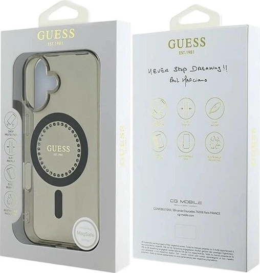 Etui Guess IML Rhinestones MagSafe do Apple iPhone 16 Black (GUHMP16SPFTDTEK) - obraz 8