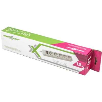Фільтр живлення Maxxter SPM5-G-6G сірий 1,8 м кабель, 5 розеток (SPM5-G-6G) - зображення 2