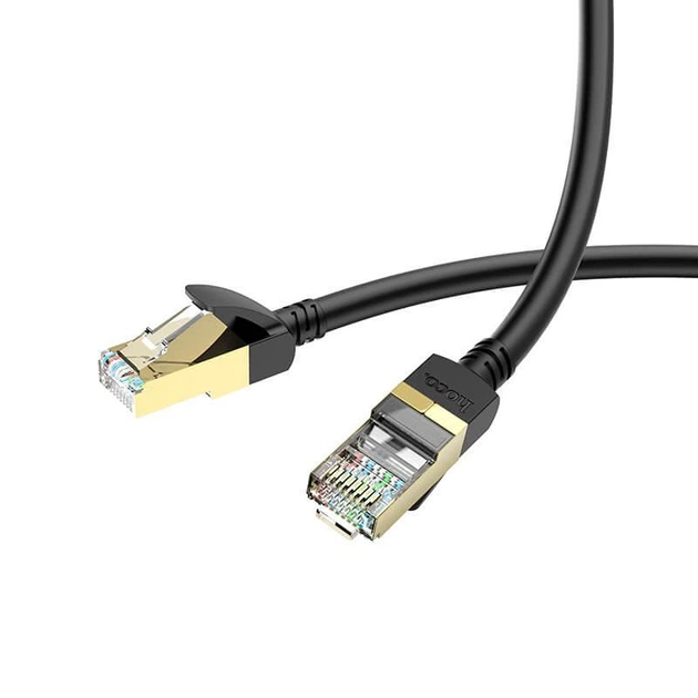Кабель мережі HOCO LAN RJ45 Level copper gigabit ethernet cable US02, 5 м, чорний - Фото 2 Кабель мережі HOCO LAN RJ45 Level copper gigabit ethernet cable US02, 5 м, чорний - изображение 2