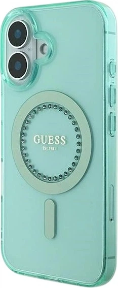 Etui Guess IML Rhinestones MagSafe do Apple iPhone 16 Green (GUHMP16SPFTDTEN) - obraz 3