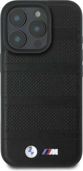 Etui plecki BMW Perforated And Stitched Line MagSafe do Apple iPhone 16 Pro Max Black (BMHMP16X23PUSPK) - obraz 3