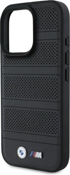Etui plecki BMW Perforated And Stitched Line MagSafe do Apple iPhone 16 Pro Max Black (BMHMP16X23PUSPK) - obraz 6