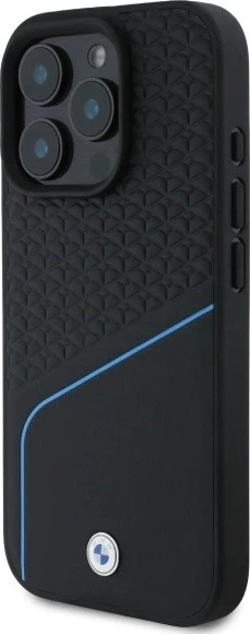 Etui plecki BMW Sign Leather Textured And Line MagSafe do Apple iPhone 16 Pro Max Black (BMHMP16X23RDCLK) - obraz 2